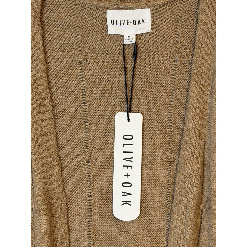 New Olive + Oak Soft Cozy Long Sweater Duster Cardigan Size Medium Pockets Beige - Picture 5 of 8